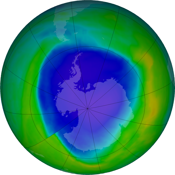Antarctic ozone map for 12 November 2015